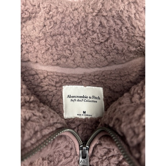Abercrombie & Fitch Soft A&F Sherpa Pullover Sweatshirt Outdoor Mauve Medium - Picture 3 of 11